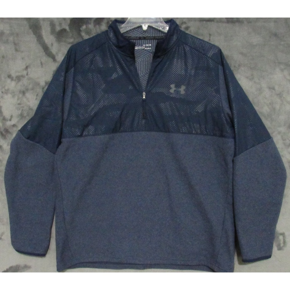 Under Armour Men's XL Loose ColdGear 1/4 Zip Pullover Activewear Top Blue Jacket